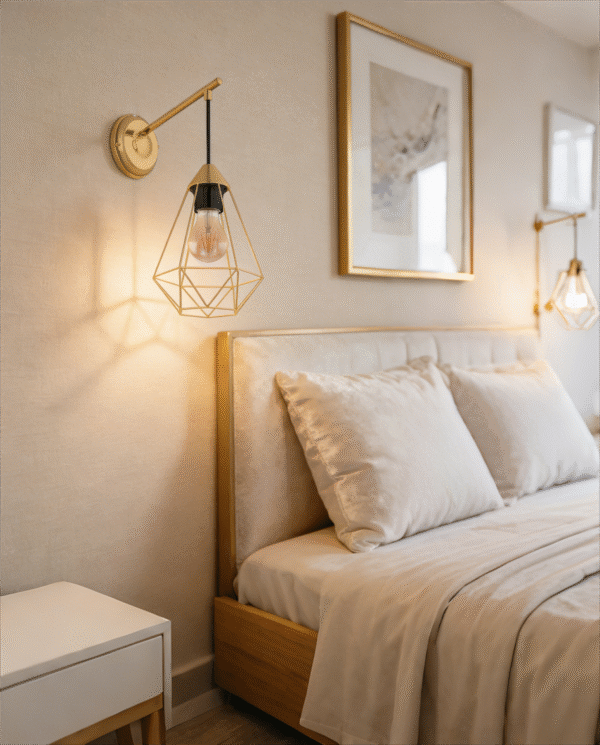 Geometric Wall Light (275mm Diameter) - Modern Industrial Wall Lamp for Bedroom/Reading Nook