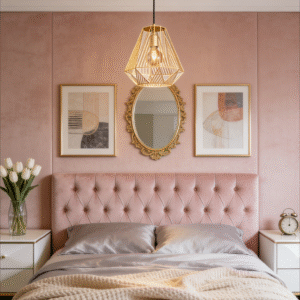 Gold-coloured Geometric Wire Pendant Light (330mm Diameter) - Modern Industrial Hanging Lamp for Dining/Kitchen