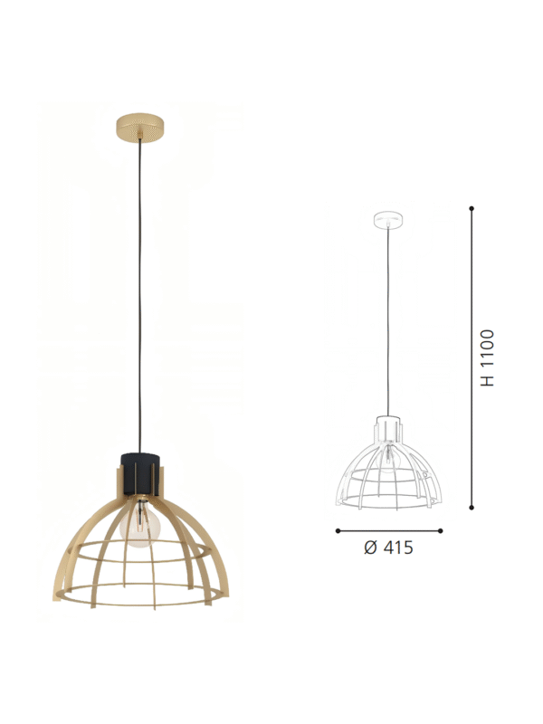 Gold & Black Geometric Pendant Light - Modern Industrial Hanging Lamp for Living Room/Reading Nook