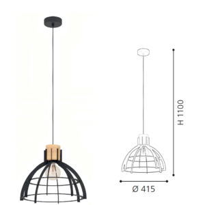 Black & brown Geometric Pendant Light - Modern Industrial Hanging Lamp for Dining Room/Kitchen - Image 2