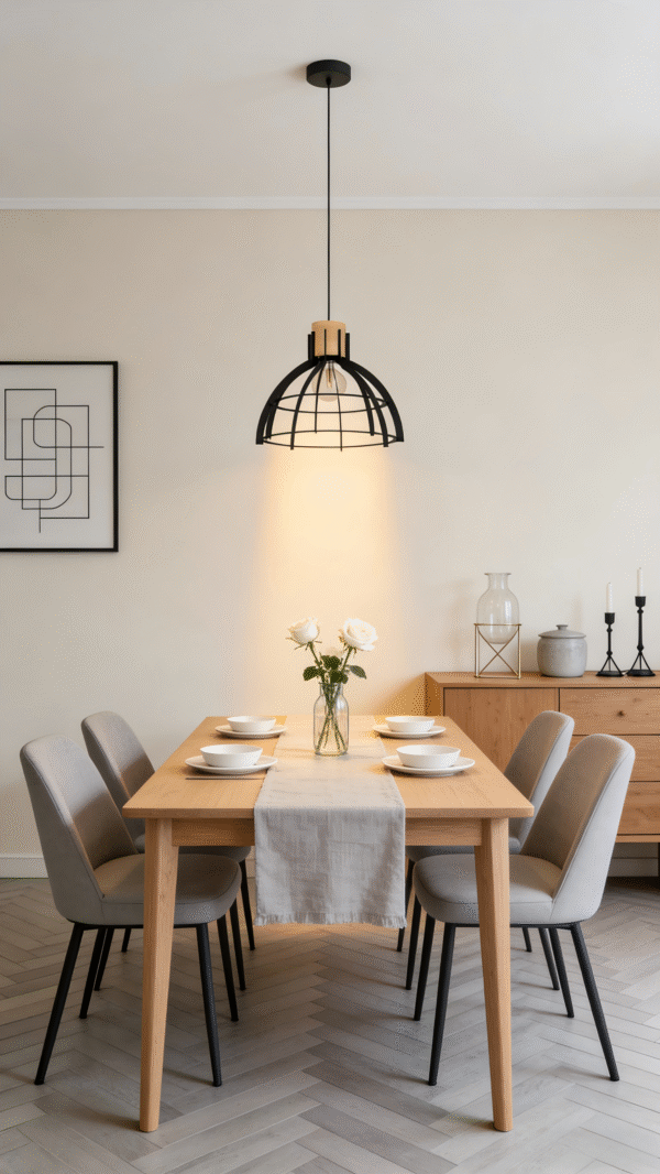 Black & brown Geometric Pendant Light - Modern Industrial Hanging Lamp for Dining Room/Kitchen