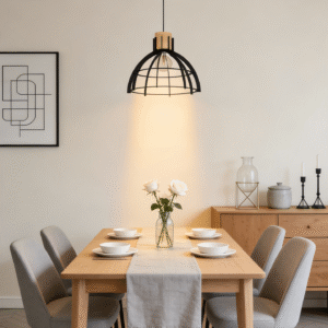 Black & brown Geometric Pendant Light - Modern Industrial Hanging Lamp for Dining Room/Kitchen