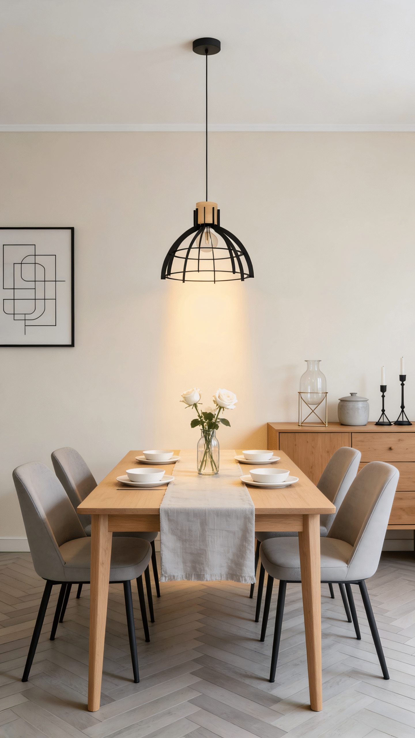 Black & brown Geometric Pendant Light - Modern Industrial Hanging Lamp for Dining Room/Kitchen - Image 1