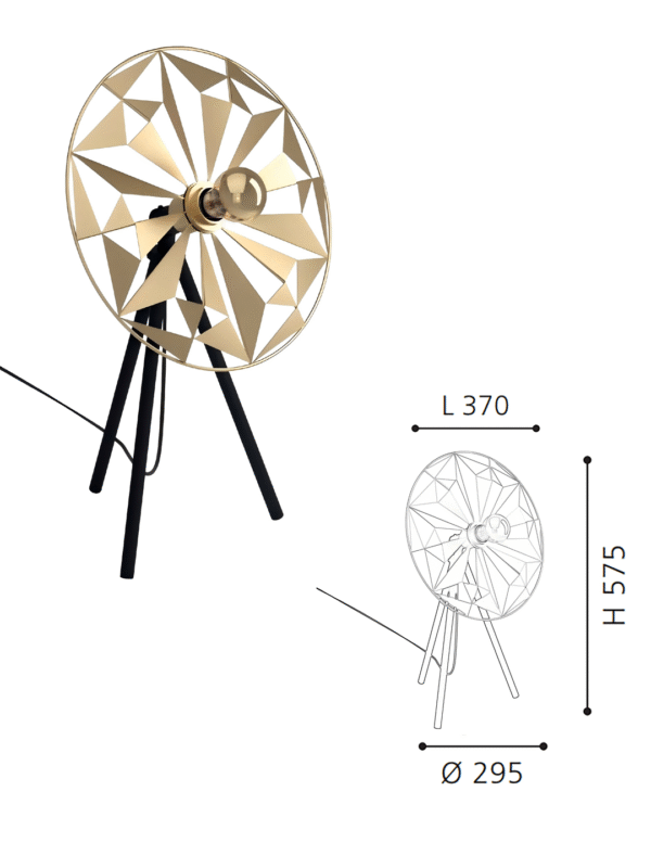 Black & Gold Starburst Table Lamp - Modern Luxury Geometric Desk Light for Bedroom/Living Room