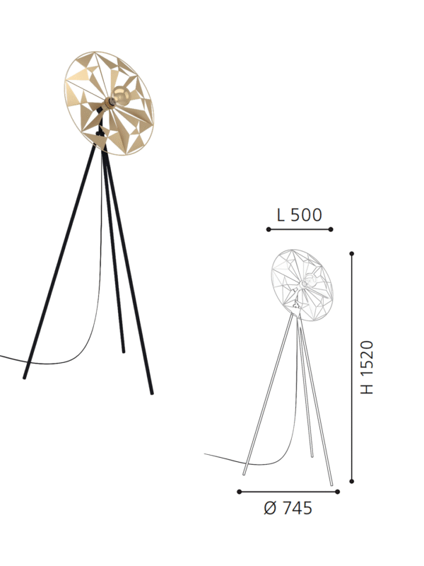 Black & Gold Starburst Floor Lamp - Modern Luxury Geometric Standing Light for Living Room/Bedroom
