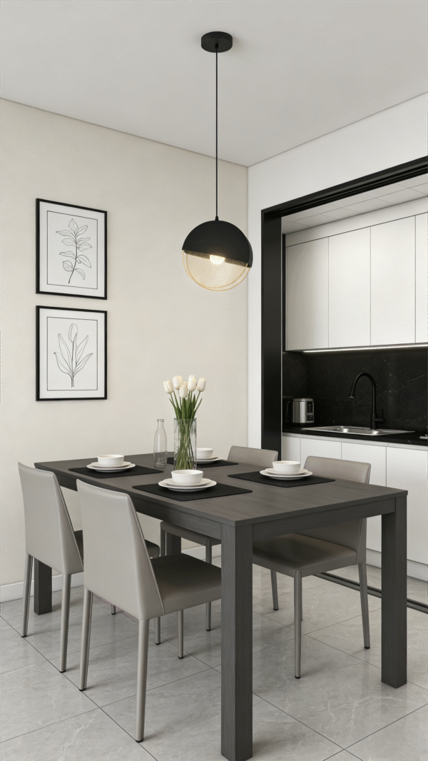 Black & gold Globe Pendant Light - Modern Minimalist Hanging Lamp for Dining Room/Kitchen