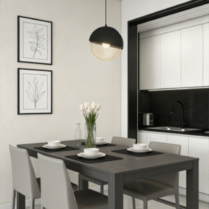 Black & gold Globe Pendant Light - Modern Minimalist Hanging Lamp for Dining Room/Kitchen