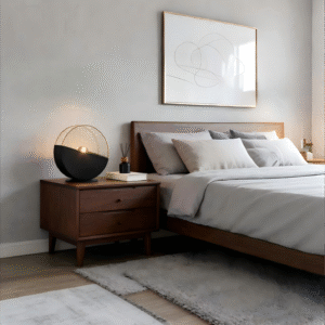 Black & gold Globe Table Lamp - Modern Minimalist Desk Light for Bedroom Nightstand