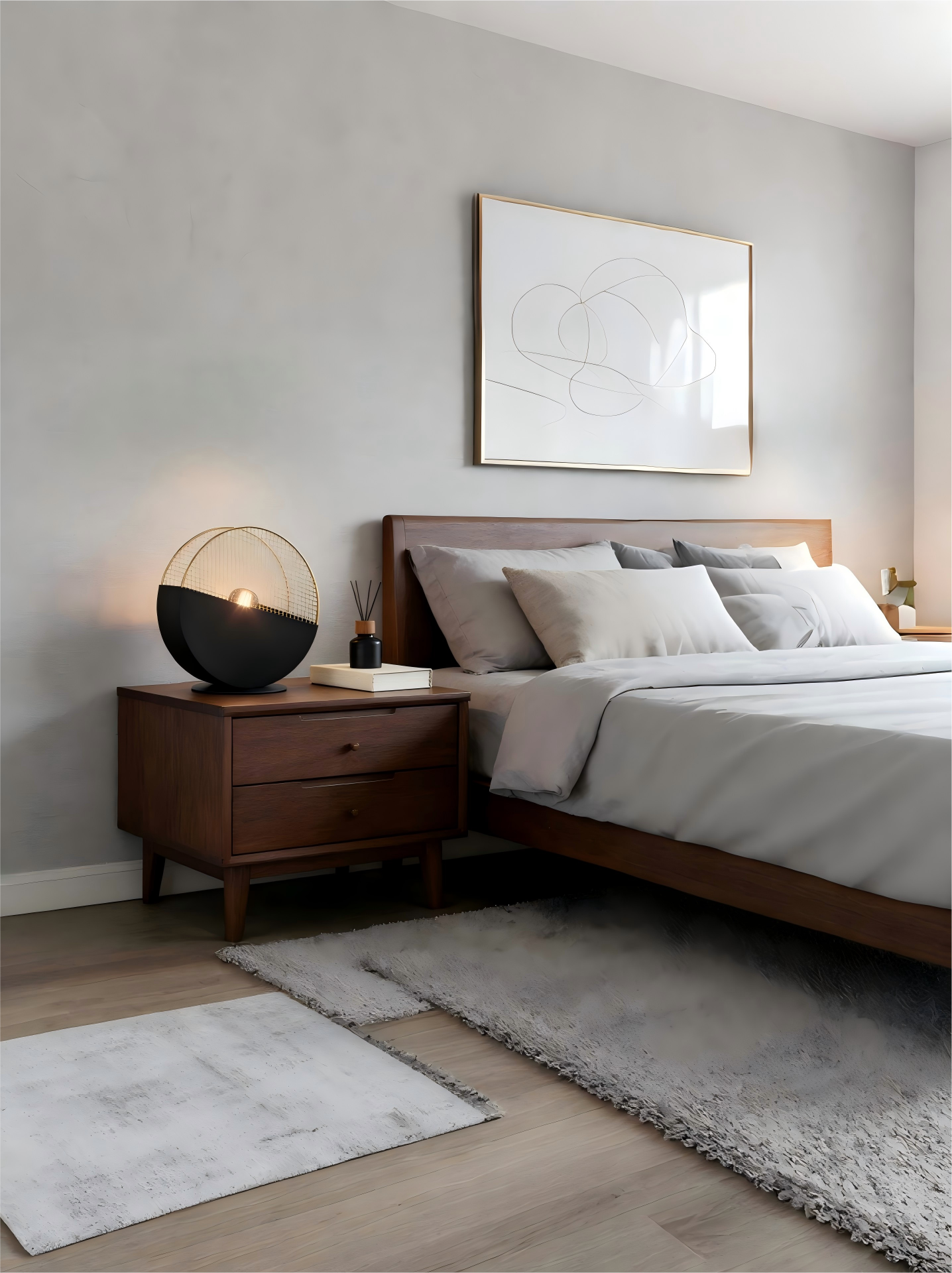 Black & gold Globe Table Lamp - Modern Minimalist Desk Light for Bedroom Nightstand - Image 1