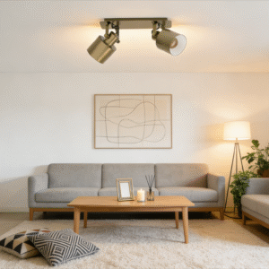 Gold 2-Head Spotlight - Modern Minimalist Track Light for Living Room/Decor Area