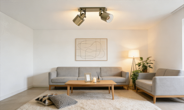 Gold 2-Head Spotlight - Modern Minimalist Track Light for Living Room/Decor Area