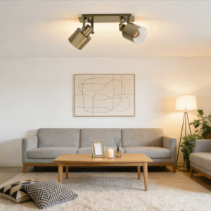 Gold 2-Head Spotlight - Modern Minimalist Track Light for Living Room/Decor Area