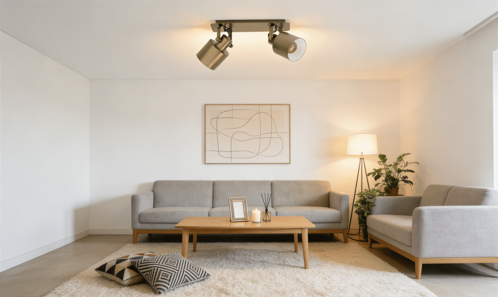 Gold 2-Head Spotlight - Modern Minimalist Track Light for Living Room/Decor Area - Image 1