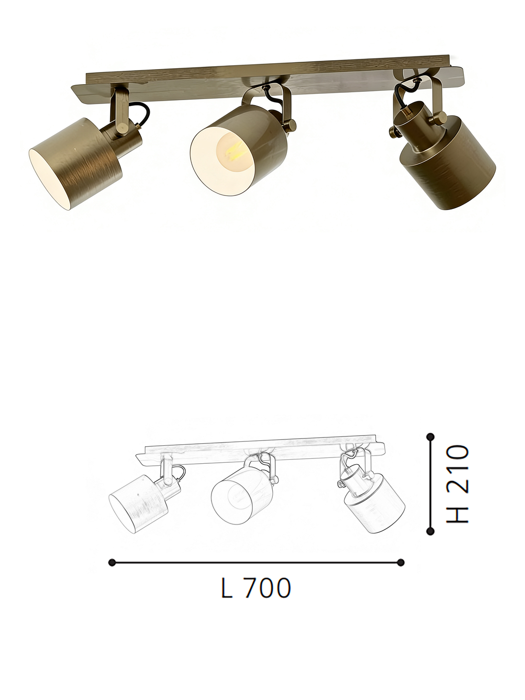 Gold 3-Head Spotlight - Modern Minimalist Track Light for Living Room/Decor Area - Image 2