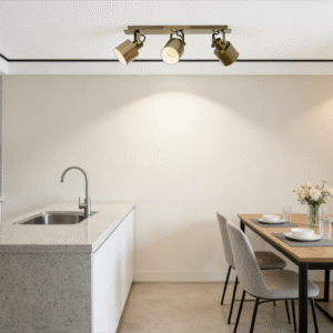 Gold 3-Head Spotlight - Modern Minimalist Track Light for Living Room/Decor Area