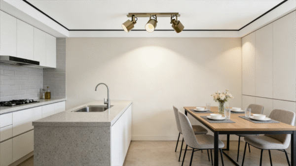 Gold 3-Head Spotlight - Modern Minimalist Track Light for Living Room/Decor Area