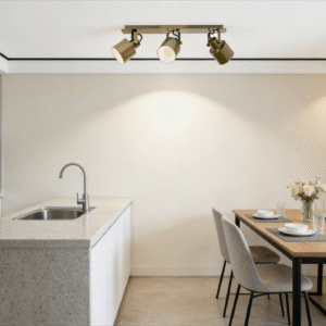 Gold 3-Head Spotlight - Modern Minimalist Track Light for Living Room/Decor Area