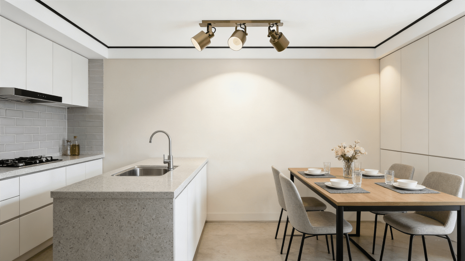 Gold 3-Head Spotlight - Modern Minimalist Track Light for Living Room/Decor Area - Image 1