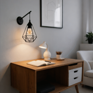 Black Geometric Cage Wall Sconce - Industrial Retro Hanging Lamp for Home Office/Reading Nook