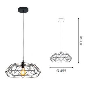 Modern Black Steel Cage Pendant Light - Industrial Style for Kitchen/Dining Area - Image 2