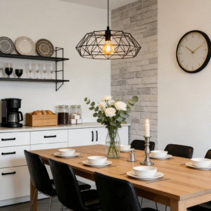 Modern Black Steel Cage Pendant Light - Industrial Style for Kitchen/Dining Area