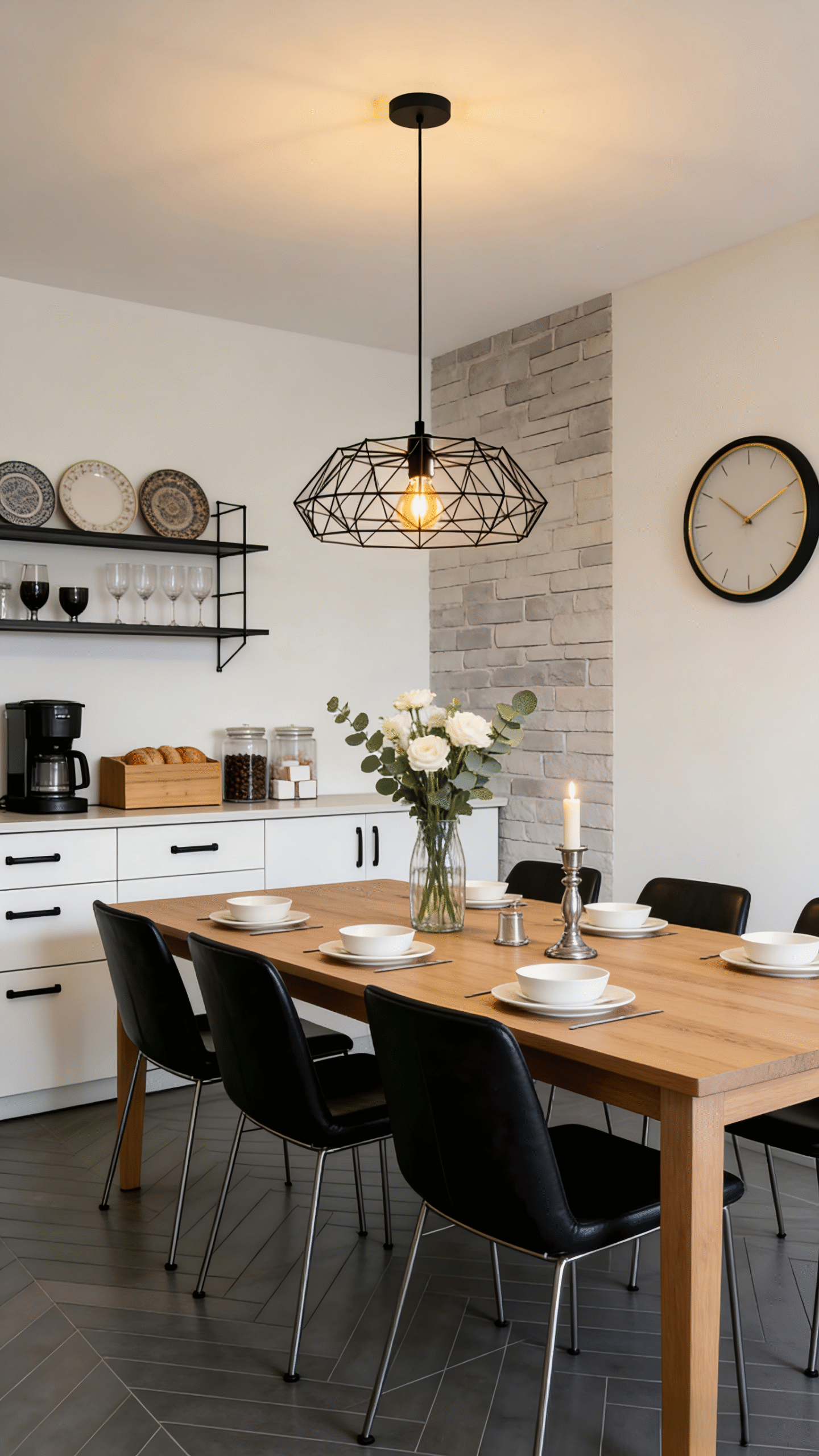 Modern Black Steel Cage Pendant Light - Industrial Style for Kitchen/Dining Area - Image 1