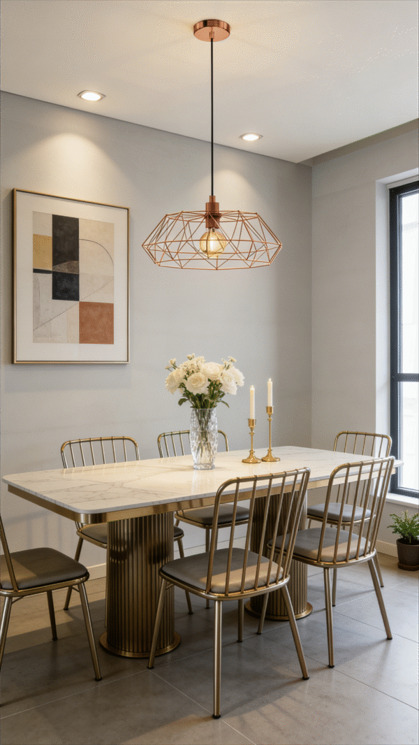 Geometric Wireframe Pendant Light - Modern Luxury Ceiling Lamp for Dining Area