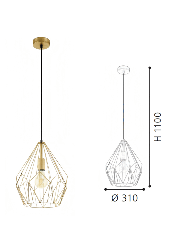 Gold Geometric Cage Pendant Light - Luxury Hanging Lamp for Dining Room Decor