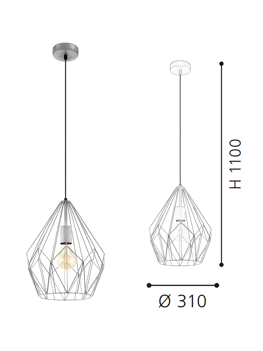 Silver Geometric Cage Pendant Light - Modern Minimalist Hanging Lamp for Dining Area - Image 2