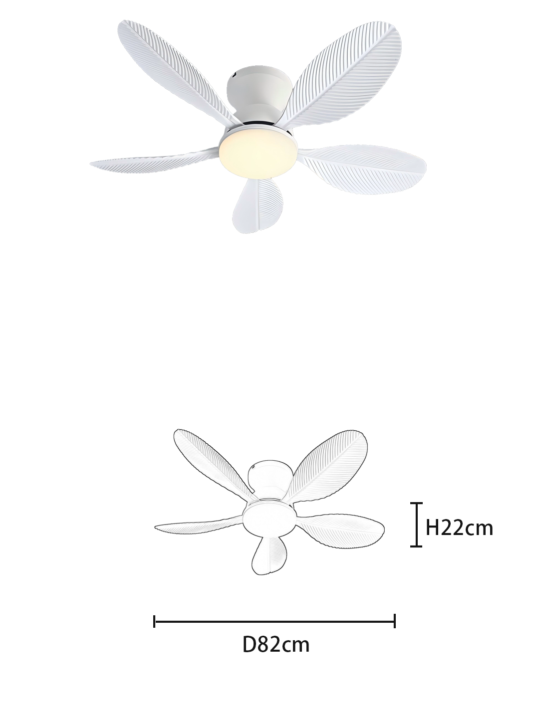 32-Inch 5-Blade Feather Ceiling Fan Light - Dimmable 3000K-6500K LED with Remote/APP Control - Image 2