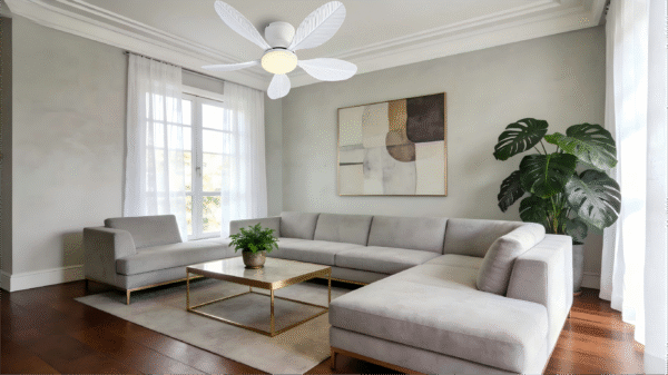 32-Inch 5-Blade Feather Ceiling Fan Light - Dimmable 3000K-6500K LED with Remote/APP Control