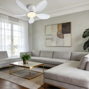 32-Inch 5-Blade Feather Ceiling Fan Light - Dimmable 3000K-6500K LED with Remote/APP Control