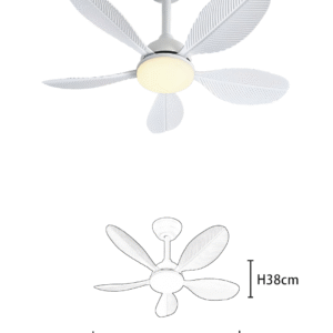 32-Inch 5-Blade Feather Ceiling Fan Light - DC35W Motor, White/Black 24W LED with Various Lampshades - Image 2