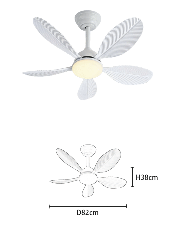 32-Inch 5-Blade Feather Ceiling Fan Light - DC35W Motor, White/Black 24W LED with Various Lampshades
