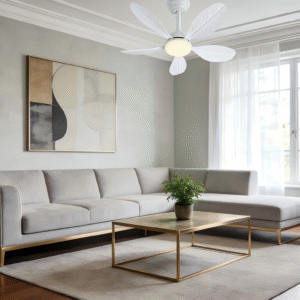 32-Inch 5-Blade Feather Ceiling Fan Light - DC35W Motor, White/Black 24W LED with Various Lampshades