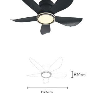 30-Inch Black Ceiling Fan Light - DC30W Motor, 24W LED with Optional Lampshade Styles - Image 2