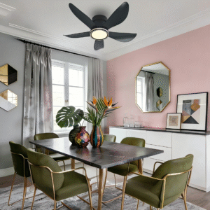 30-Inch Black Ceiling Fan Light - DC30W Motor, 24W LED with Optional Lampshade Styles