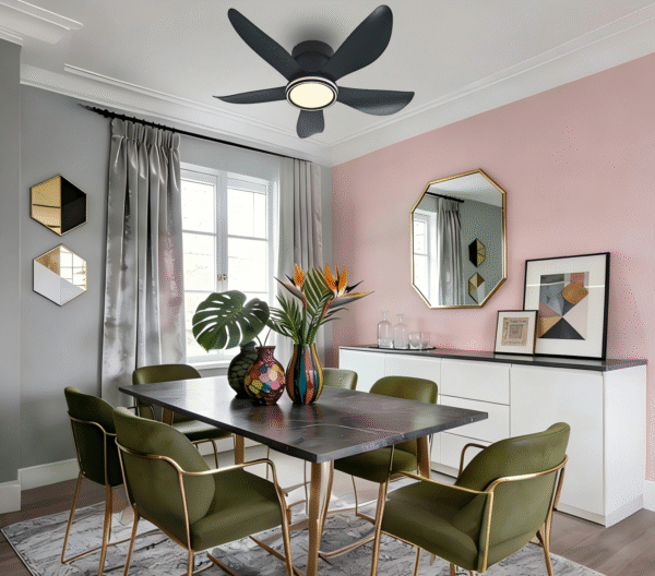 30-Inch Black Ceiling Fan Light - DC30W Motor, 24W LED with Optional Lampshade Styles