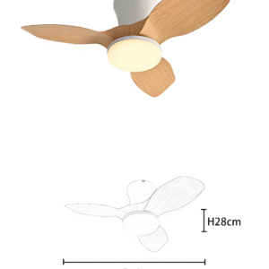 28-Inch 3-Blade Ceiling Fan Light - White/Black/Wood Grain Finish, 24W LED (DC25W Motor) - Image 2