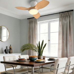 28-Inch 3-Blade Ceiling Fan Light - White/Black/Wood Grain Finish, 24W LED (DC25W Motor) - Image 1