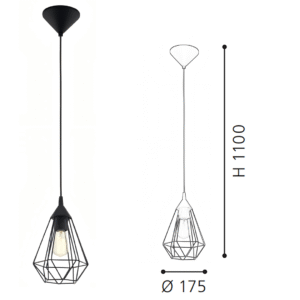 Black Industrial Geometric Cage Pendant Light - Hanging Lamp for Office & Study Room - Image 2