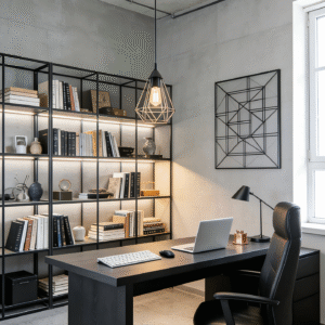 Black Industrial Geometric Cage Pendant Light - Hanging Lamp for Office & Study Room