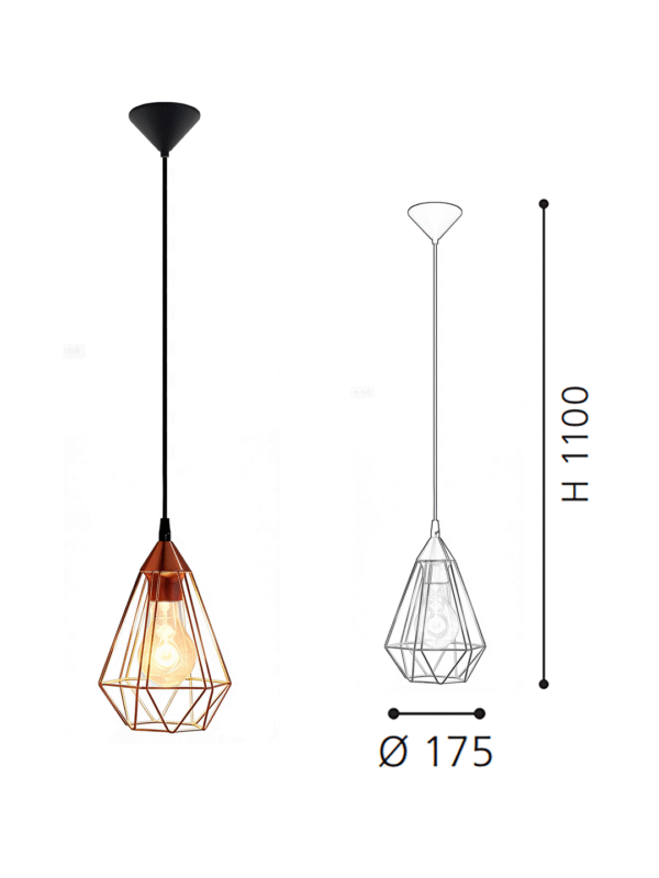 175mm Diameter Wireframe Pendant - 1100mm Height Ceiling Lighting for Modern Home Decor