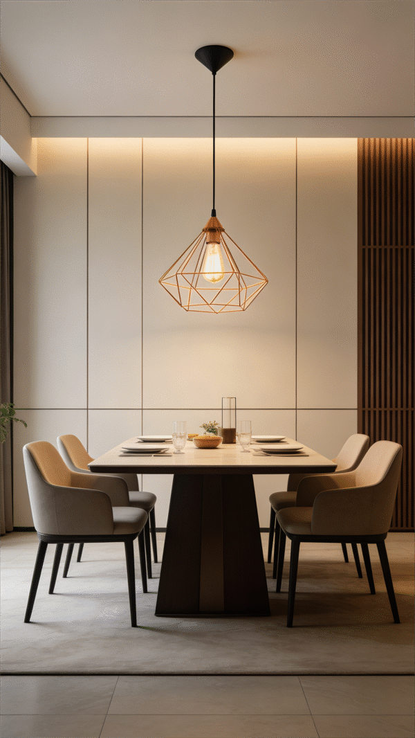 Geometric Steel & Plastic Pendant Lamp (325/H1100) - Stylish Hanging Fixture