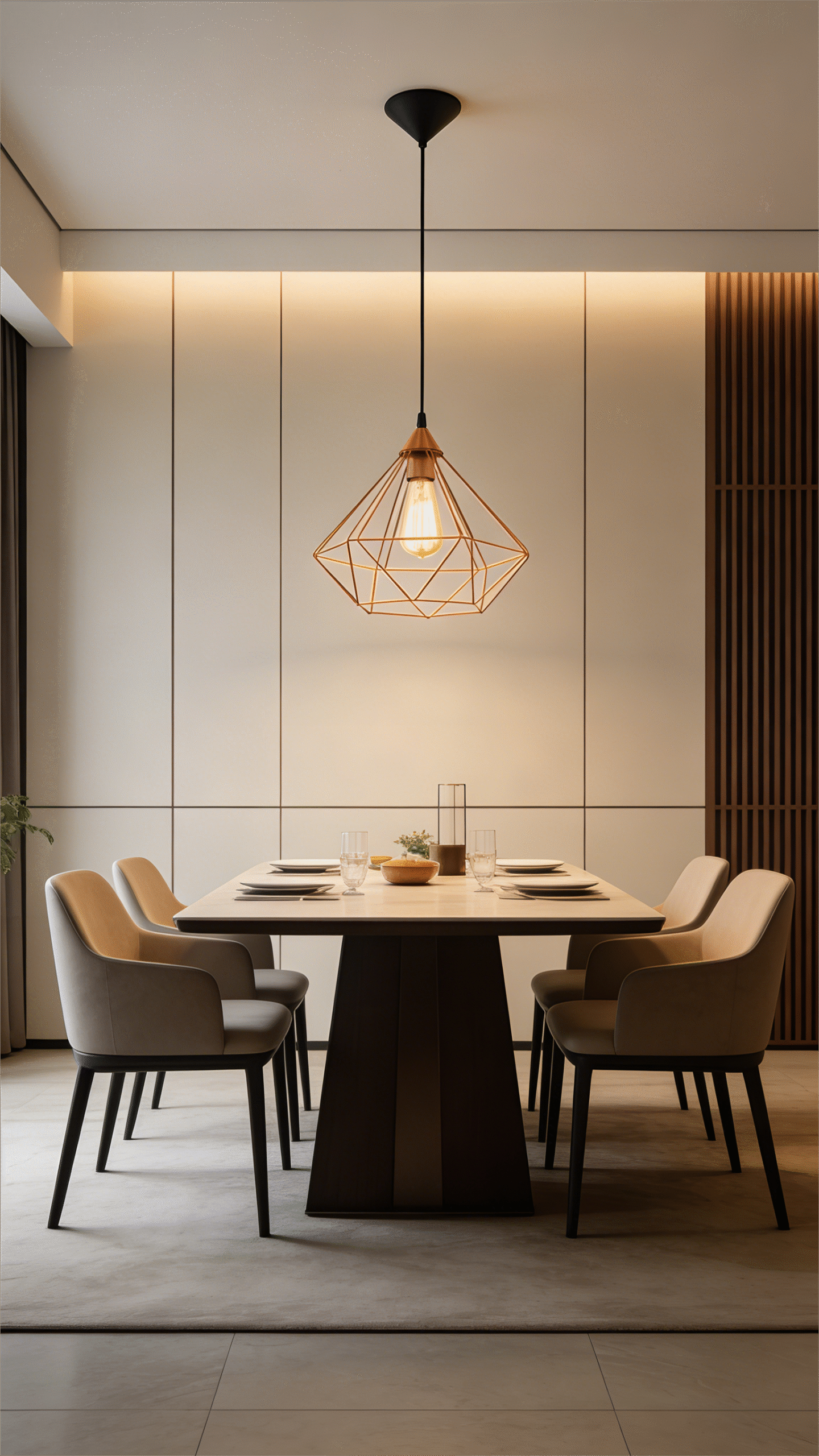 Geometric Steel & Plastic Pendant Lamp (325/H1100) - Stylish Hanging Fixture - Image 1