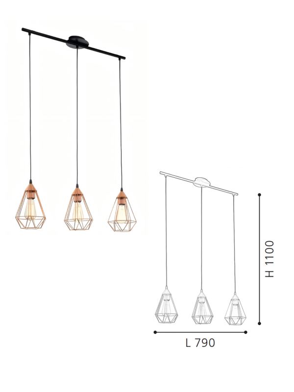 325mm Diameter Wireframe Pendant - 1100mm Height Ceiling Lighting for Modern Home Decor