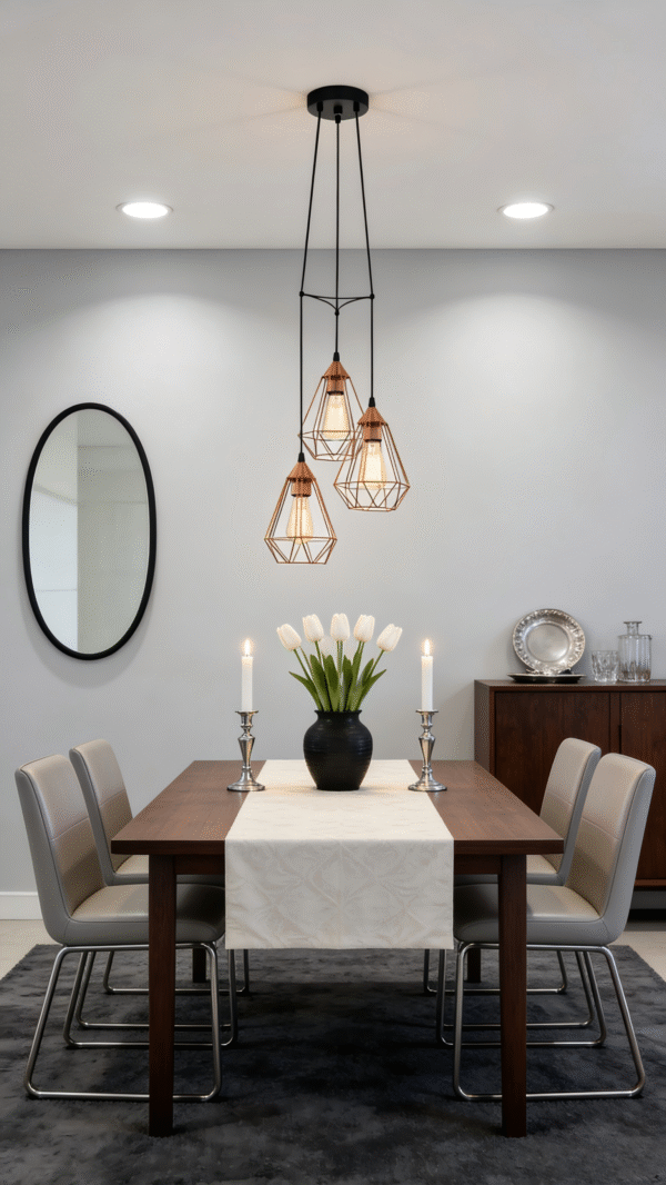 3-Light Geometric Metal Cluster Pendant (310/H1100) - Stylish Multi-Head Hanging Fixture