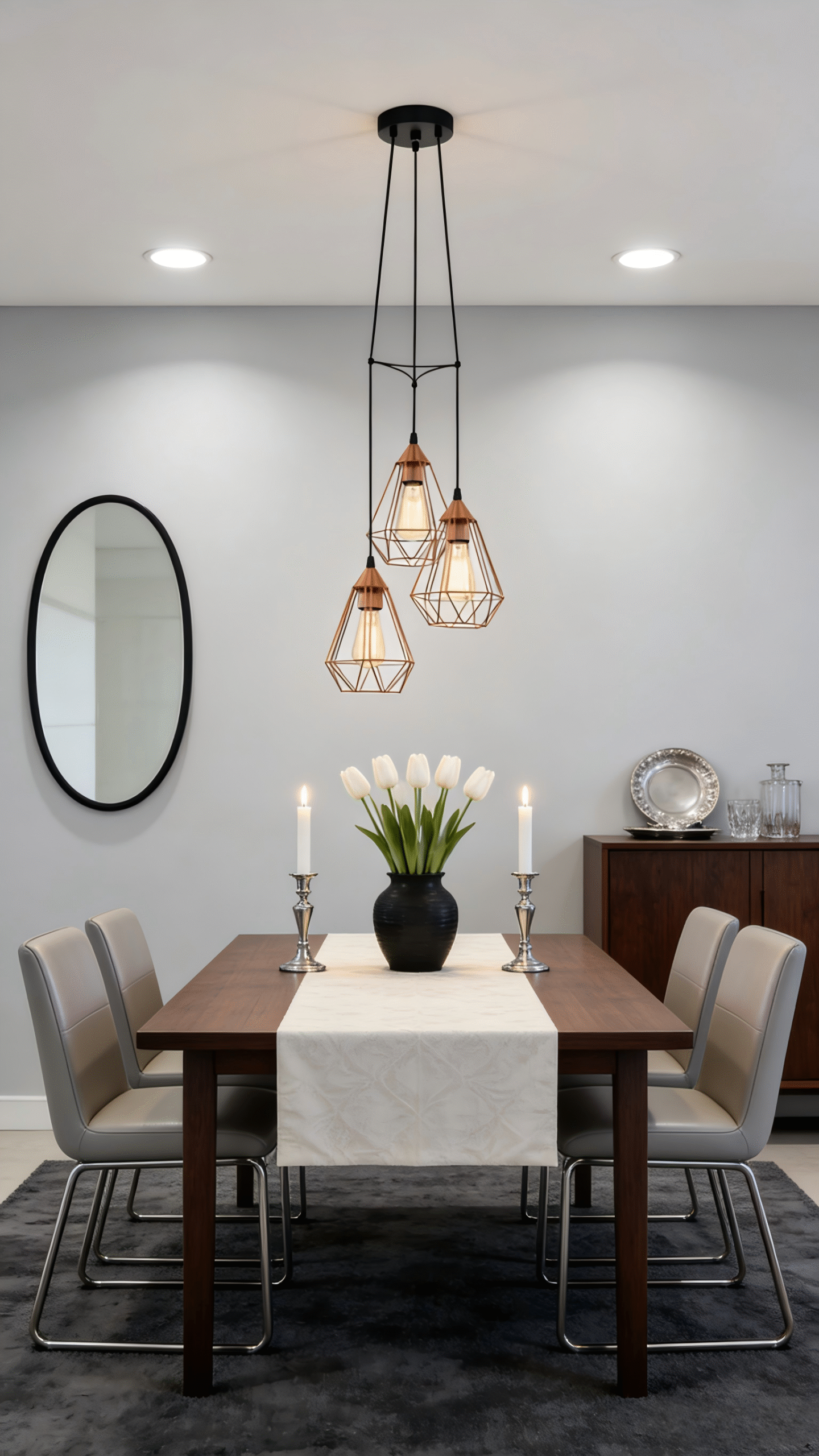 3-Light Geometric Metal Cluster Pendant (310/H1100) - Stylish Multi-Head Hanging Fixture - Image 1