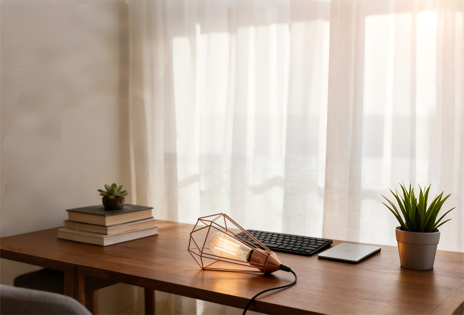 Wireframe Diamond Table Lamp - Decorative Desk Lighting for Contemporary Workspaces - Image 1