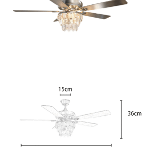 Brushed Nickel Crystal 52-inch AC Motor Fan Light - Image 2